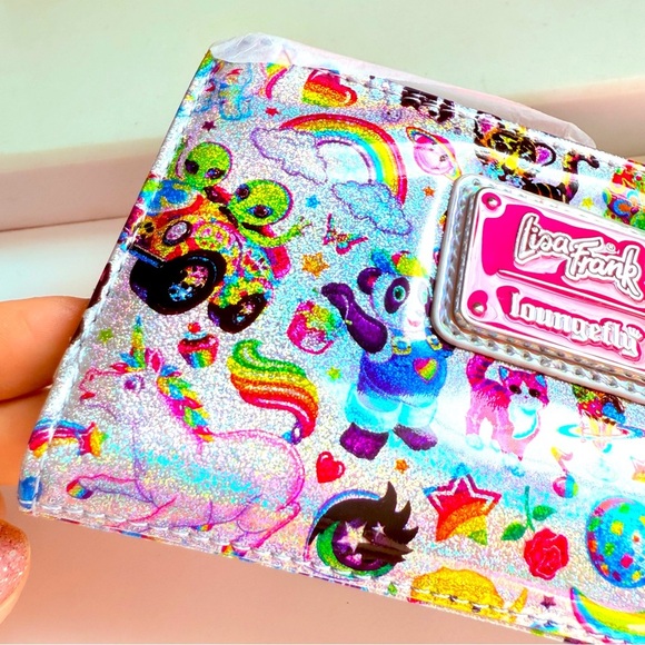 NWT Loungefly Lisa Frank Iridescent Flap Wallet - Picture 6 of 8